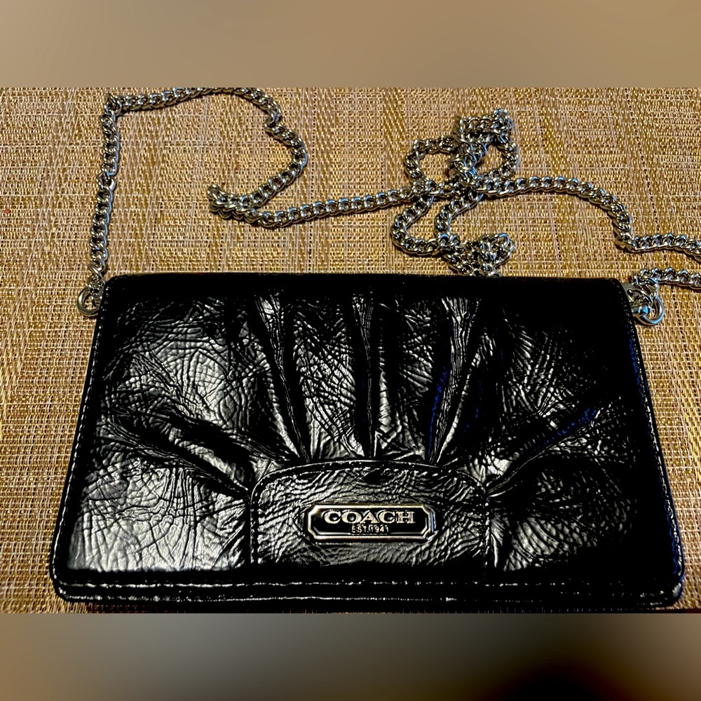 Coach Patent Black Leather chain crossbody or handbag